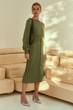 Сукня (зелена трикотажна сукня міді з плісованим низом) Gepur 43239 4XL-6XL Зелена - зображення 4