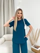 Жіночий літній прогулянковий костюм із крепу (футболка + брюки) Uaclothes 42-44 Бірюзовий (like32025-122271349) - зображення 3