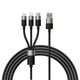 Кабель Baseus 3 в 1, швидка зарядка та передача даних (Micro USB+Type-C+Lightning Apple) 1.2м черный - зображення 1