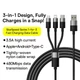 Кабель Baseus 3 в 1, швидка зарядка та передача даних (Micro USB+Type-C+Lightning Apple) 1.2м черный - зображення 2