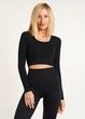 Кроп-топ лонгслів у рубчик CROP TOP RIB one size 18861 чорний 5055477 - зображення 2