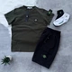Літній чоловічий спортивний костюм (футболка + шорти + шкарпетки) Stone Island Хакі з чорним XL (KK-321) - зображення 1