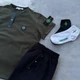 Літній чоловічий спортивний костюм (футболка + шорти + шкарпетки) Stone Island Хакі з чорним XL (KK-321) - зображення 3