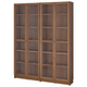 Книжный шкаф со стеклянными дверями BILLY/OXBERG 160x30x202 см IKEA 394.835.30 орех - изображение 1