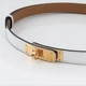 Ремень кожаный с логотипом Hermes Kelly 18 Belt Beige 60-100см Белый - изображение 2