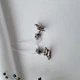 Серебряные серьги сережки гвоздики на закрутках Кот с Белыми камнями серебро 925 покрыто родием 82763б 1.08г - изображение 4