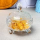 Винтажная стеклянная конфетница с крышкой на ножках - изображение 3