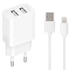 Сетевое зарядное устройство Gelius Simple GP-HC059 2USB/2.4A + кабель Lightning White - изображение 1