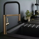 Смеситель для кухни GoodHome Kamut Gold с боковым рычагом — выдвижной смеситель Золотой - изображение 1