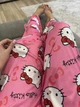 Легкие пижамные штаны с принтом Hello Kitty, розовые, тонкие, летние, L (10469) - изображение 9