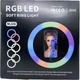 Лампа селфи кольцевая 26 см RGBW светодиодная LED кольцо с держателем для телефона и креплением под штатив - изображение 7