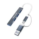 Перехідник USB HUB 4в1 Walker WHUB-11 USB+Type-C to USB 3.0 (4 USB порти), сірий - зображення 1