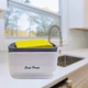 Дозатор для моющего средства нажимной с губкой Soap Pump, экономичный ручной диспенсер-органайзер для жидкого мыла и моющего для посуды с подставкой для мочалки для кухни Бело-серый, YH-652 - изображение 1
