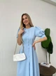 Классическое платье миди на пуговицах голубого цвета 31912 46 - изображение 4