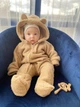 Дитячий комбінезон Teddy на флісі весний 15°+ з капюшоном бежевий 62-68 см - изображение 1