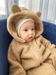 Дитячий комбінезон Teddy на флісі весний 15°+ з капюшоном бежевий 62-68 см - изображение 3