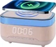 Цифровой будильник PRIBUY с беспроводным зарядным устройством, динамиком Bluetooth, двойной будильник, прикроватная лампа. Розовый - изображение 1