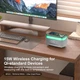 Цифровой будильник PRIBUY с беспроводным зарядным устройством, динамиком Bluetooth, двойной будильник, прикроватная лампа. Белый - изображение 2