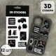 Объёмные 3D наклейки "Темка mood" Набор 11 стикеров для декора телефона, ноутбука, блокнота SB-55 - изображение 1