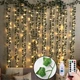 Плющ зелёный декоративный гирлянда-штора SunLamp, 3x3 м, 300 LED, 8 режимов, управление пультом для комнаты, фотозоны, свадьбы, балкона, праздничного декора, с питанием от USB - изображение 1
