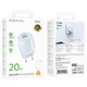 Блочок Borofone BA93A Lustrous PD20W/QC3.0 з двома виходами 1USB-A/1Type-C, набір з кабелем Type-C to Lightning Blue - зображення 4
