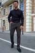 Штани slim fit Trend Collection 1259 чорно-коричневий 30 - зображення 2