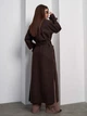Пальто осеннее длинное женское ISSA PLUS 15048 XL Темно-коричневое (issa2007682678488) - изображение 2