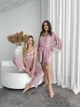 Комплект жіночий четвірка халат майка шорти штани Amelia Collection XL рожевий - зображення 4