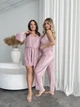 Комплект жіночий четвірка халат майка шорти штани Amelia Collection XL рожевий - зображення 10