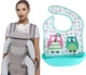 Хипсит, Эрго-рюкзак, кенгуру, переноска Baby Carrier 6в1 Серый слюнявчик-трансформер (n-9900) - изображение 6