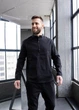 Мужской комплект из льна MonsterBrand XL (52) Черный, рубашка и брюки - изображение 5