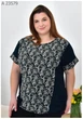 Жіноча блуза літня великого розміру UF-Fashion МА-23579 54-56 чорний з синім - зображення 3