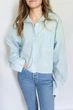 Льняная рубашка укороченная onesize Premium Linen Apmi голубой - изображение 1