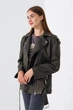 Куртка однотонная из экокожи женская 2375 S Хаки - изображение 3