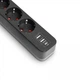 Сетевой удлинитель VIDEX ONCORD с/с 3п 3м (3x1.5мм) 2.4А 2USB+USB-C с кнопкой Black - изображение 4