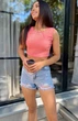 Топ женский в рубчик М коралловый - изображение 1