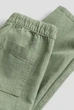 Брюки из смесового льна без застежки зеленые H&M 116см (400010520) - изображение 2