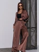 Костюм зі штанами і кофтою у стилі casual оверсайз домашній ISSA PLUS 15054 XL коричневий (issa2007682679188) - зображення 1