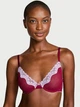 Комплект (бюстгальтер + трусики-хіпстери) жіночий Victoria's Secret 32DD/XS Бордовий - зображення 6