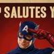 Постер Капитан Америка, ретро, Captain America Salutes You, A2 60×43 см (id0239) - изображение 2