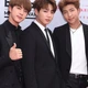 Постер БТС, у стены с логотипами, Bangtan Boys, BTS, кейпоп, A3 28×42 см (id2648) - изображение 2
