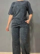Костюм женский Coast Moda 4256 вареный в технике тай-дай джоггеры с футболкой россыпь камешков L графит - изображение 7