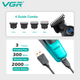 Триммер аккумуляторный VGR V-996 GREEN, 4 насадки, LED дисплей - изображение 3