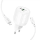 Мережевий зарядний пристрій Borofone BA93A Lustrous PD20W+QC3.0 (1USB-A/1C) + кабель Type-C to Lightning White - зображення 3