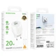 Мережевий зарядний пристрій Borofone BA93A Lustrous PD20W+QC3.0 (1USB-A/1C) + кабель Type-C to Lightning White - зображення 5