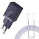 Блочок Baseus P10110902 GaN5 Fast Charger mini 30W 1Type-C в комплекті кабель Type-C to Type-C 1метр Midnight Purple - зображення 1