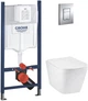 Инсталляция GROHE Rapid SL 3884966Q с панелью смыва Even 38966000 + унитаз подвесной KRONER Eifel WHI493436 Tornado Rimless с сиденьем Soft Close дюропласт - изображение 1