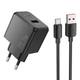 Сетевое зарядное устройство Hoco CS17A QC3.0 (22.5W) / 3A USB с быстрой зарядкой + кабель Type-C Black - изображение 1