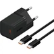 Мережевий зарядний пристрій Baseus GaN5 Fast Charger(mini) 1C 30W + кабель Type-C to Type-C 100W 1m (P10110902113-00) Cluster Black - зображення 1