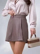 Юбка-шорты из искусственной кожи мини летняя женская ISSA PLUS 15070 XL Коричневая (issa2007682692064) - изображение 4